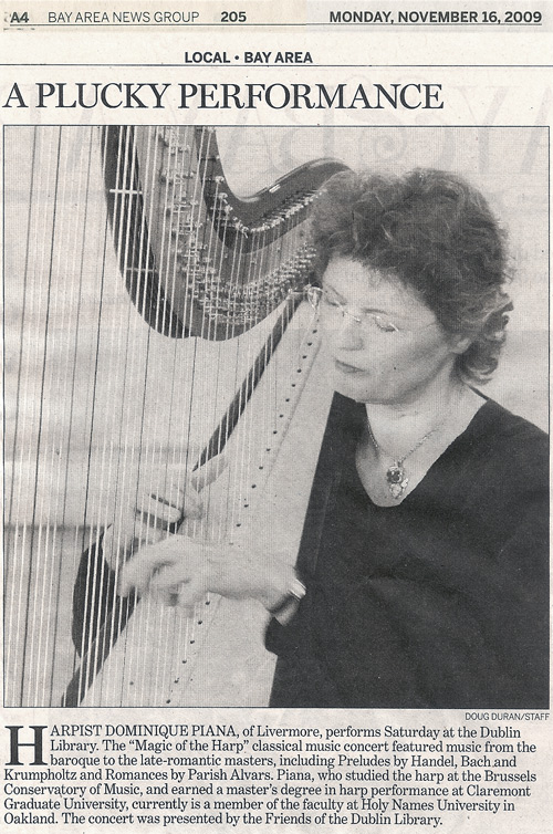 A Plucky Performance, harpist Dominique Piana