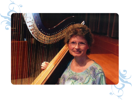 Dominique with her harp